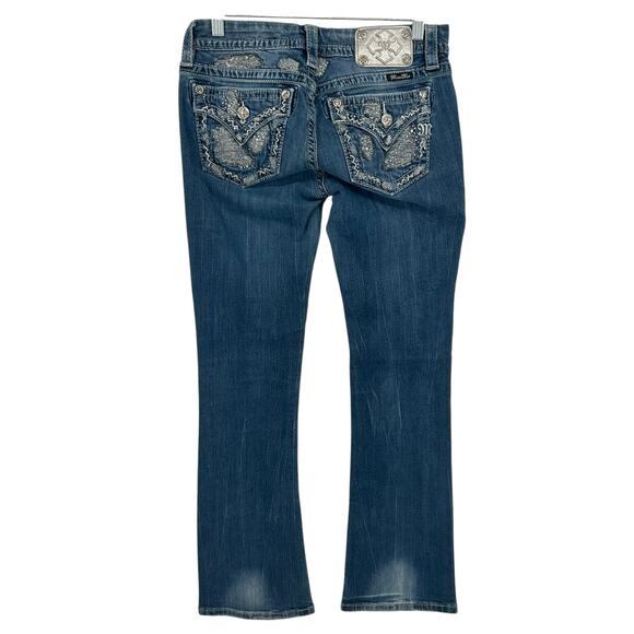 VTG y2k Womens Low Rise Bedazzled Miss Me Blue Denim Signature Bootcut Jeans~ 28 - Picture 5 of 8